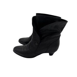 YOU by crocs black ankle boot leather size 7.5 italian made‎ kitten heel Witch